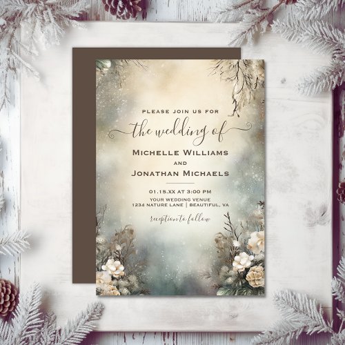 Enchanting Romantic Winter Garden Floral Wedding Invitation