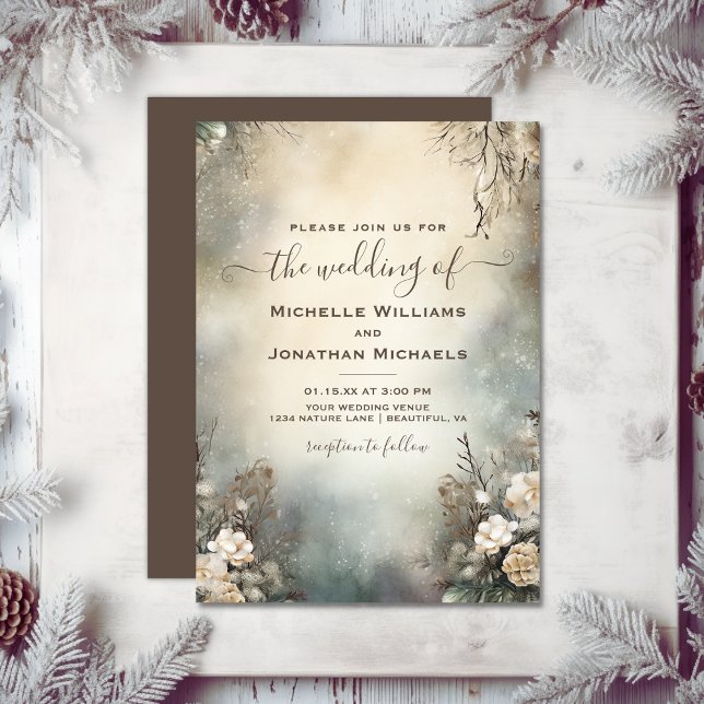 Enchanting Romantic Winter Garden Floral Wedding Invitation (Enchanting Romantic Winter Garden Floral Wedding Invitation)