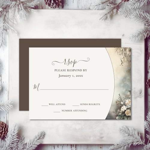 Enchanting Romantic Winter Garden Floral Wedding  RSVP Card