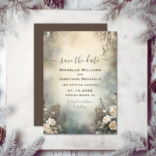 Enchanting Romantic Winter Garden Floral Wedding Save The Date