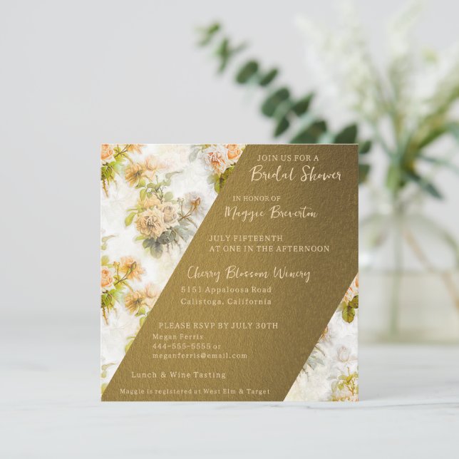 Enchanting Rose's Bridal Shower Invitation (Standing Front)