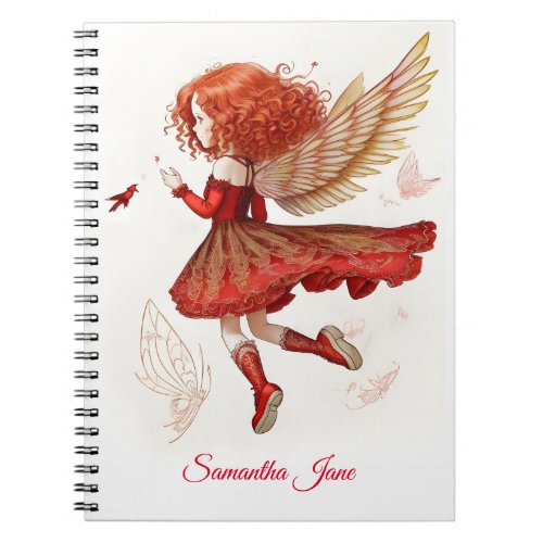 Enchanting Scarlet Red Fairy Writing  Notebook