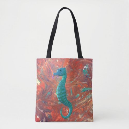 Enchanting Sea Horse Grunge Abstract  Tote Bag
