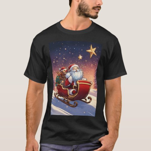 Enchanting Sleigh Ride DanMumford Art Magical Sant T_Shirt
