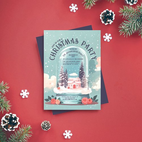 Enchanting Snow Globe Christmas Party Invitation