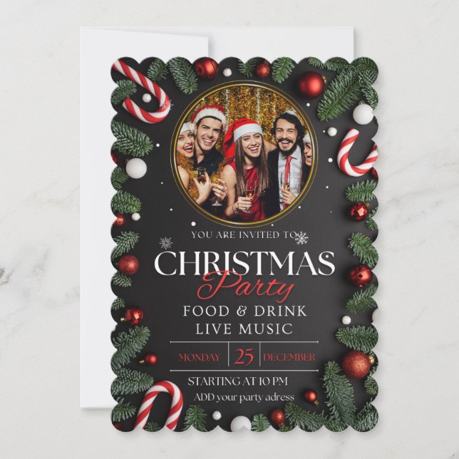 Enchanting Snowfall Christmas Party  Invitation (Front)