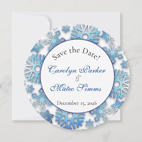 Enchanting Snowflake Winter Wreath Wedding Invitation
