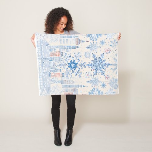 Enchanting Snowflakes Christmas design bedsheet Fleece Blanket