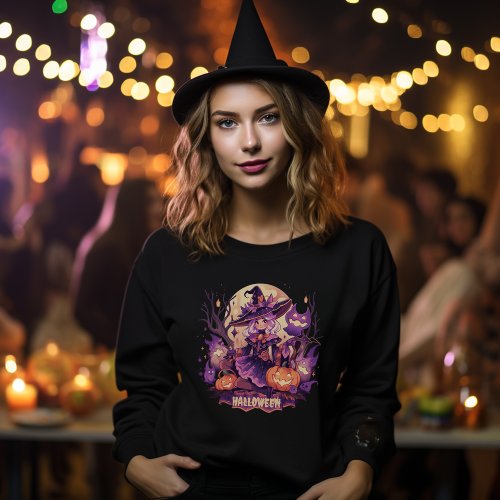 Enchanting Spellcaster Halloween Anime Witch Long  T_Shirt