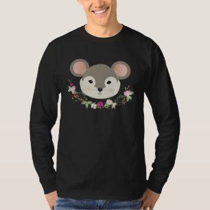 Enchanting sweet mouse with delicate green and flo T-Shirt