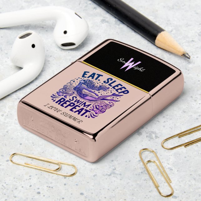 Enchanting Swimmer: Eat Sleep Swim Repeat Zippo Lighter (On Table 2)