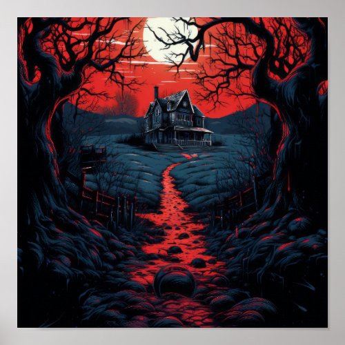 Enchanting Twilight Path Spooky Apple Orchard Pos Poster