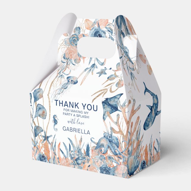 Enchanting Under-the-Sea Thank You Favor Boxes (Front Side)