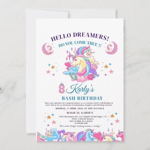  Enchanting Unicorn 8th Karly Magical Birthday Invitation