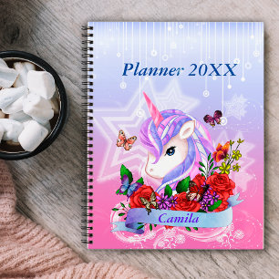 Enchanting Unicorn, butterflies & Roses customized Planner