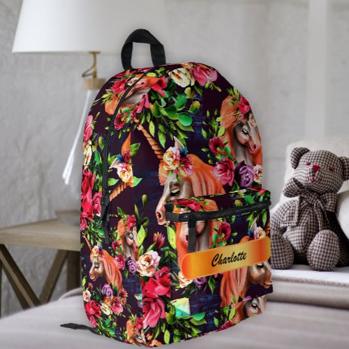 Enchanting Unicorn Garden  Printed Backpack