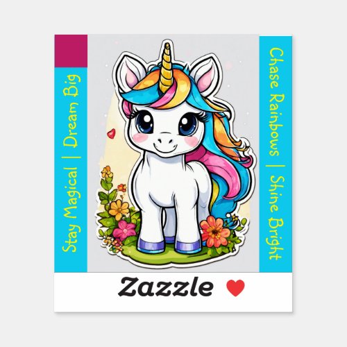 Enchanting Unicorn Painting with Motivational Text Sticker
