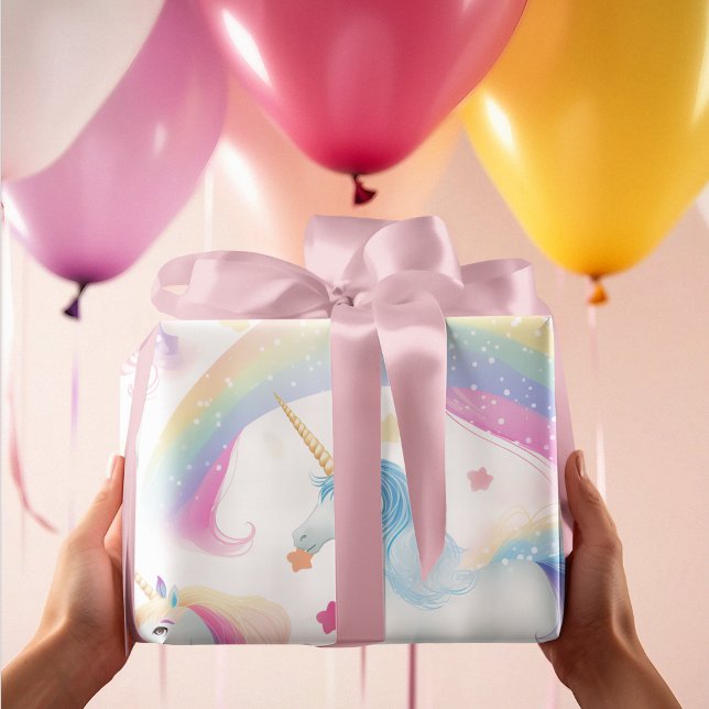 Enchanting Unicorn Rainbow Magic Wand Pastel Wrapping Paper (Creator Uploaded)