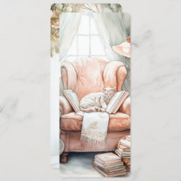 Enchanting Watercolor Booklover Bookmark Invitation