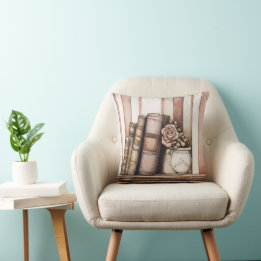 Enchanting Watercolor Booklover Pillow