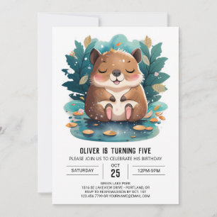 Enchanting Watercolor Capybara Birthday Invitation