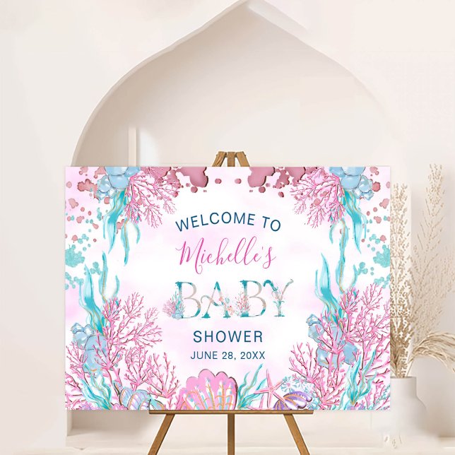 Enchanting Watercolor Under-the-Sea Baby Shower Foam Board (Creator Uploaded)