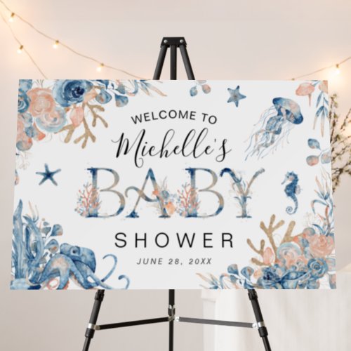 Enchanting Watercolor Under_the_Sea Baby Shower Foam Board