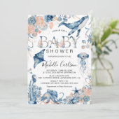 Enchanting Watercolor Under-the-Sea Baby Shower In Invitation (Standing Front)