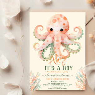 Enchanting Watercolor Under-the-Sea Baby Shower Invitation