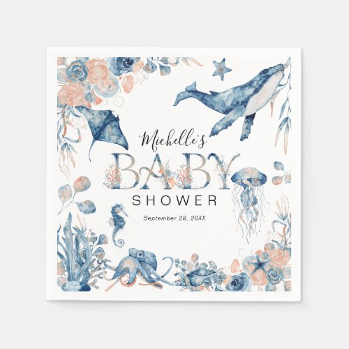 Enchanting Watercolor Under_the_Sea Baby Shower Napkins
