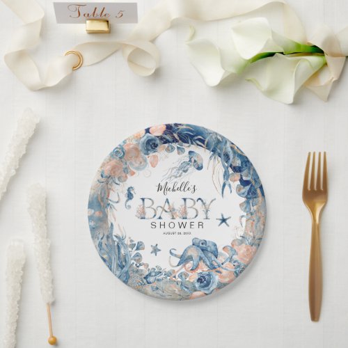 Enchanting Watercolor Under_the_Sea Baby Shower Paper Plates