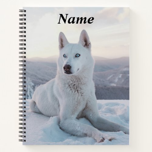 Enchanting White Husky Dog in the snow Notebook
