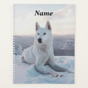Enchanting White Husky Dog in the snow Planner
