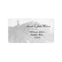 enchanting white peacock address label