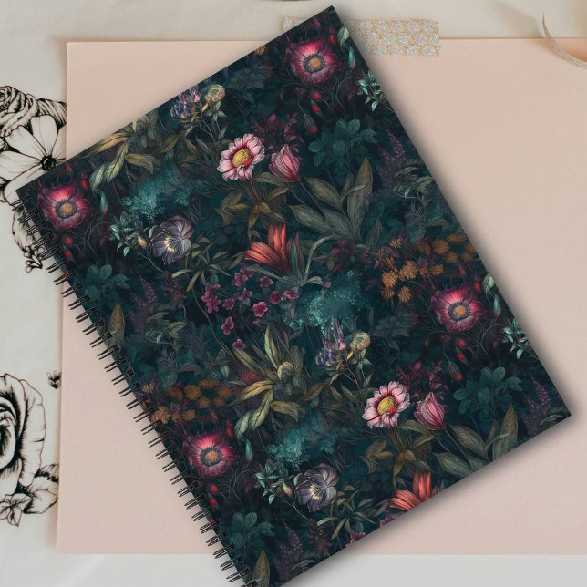 Enchanting Wildflower Garden I Pink and Dark Green Notebook (Creator Uploaded)