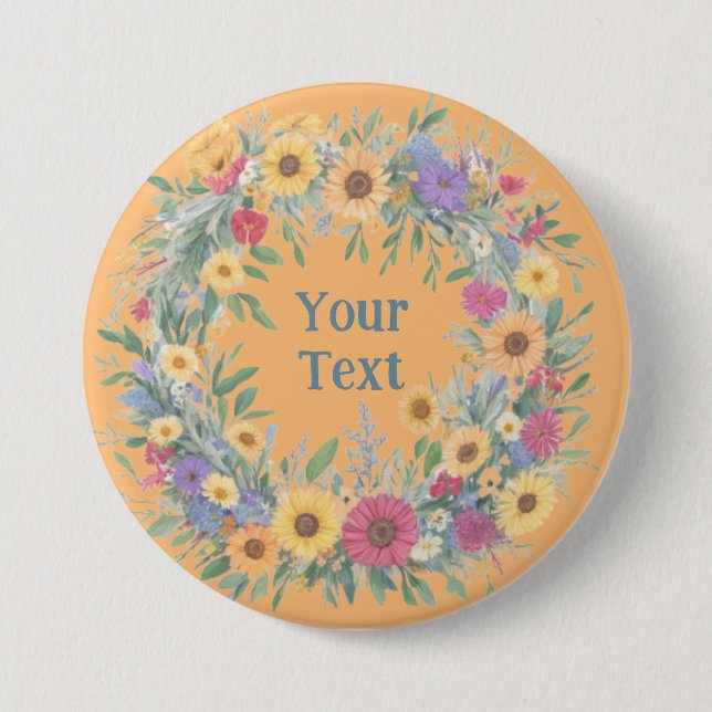 Enchanting Wildflower Wreath Lapel Decoration Button (Front)