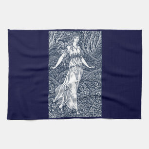 Enchanting William Morris–Style Woodland woman Kitchen Towel