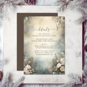 Enchanting Winter Garden Floral Wedding Details Enclosure Card