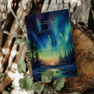 Enchanting Winter   Northern Lights Wedding Foil Invitation