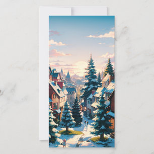 Enchanting Winter Village Holiday Card