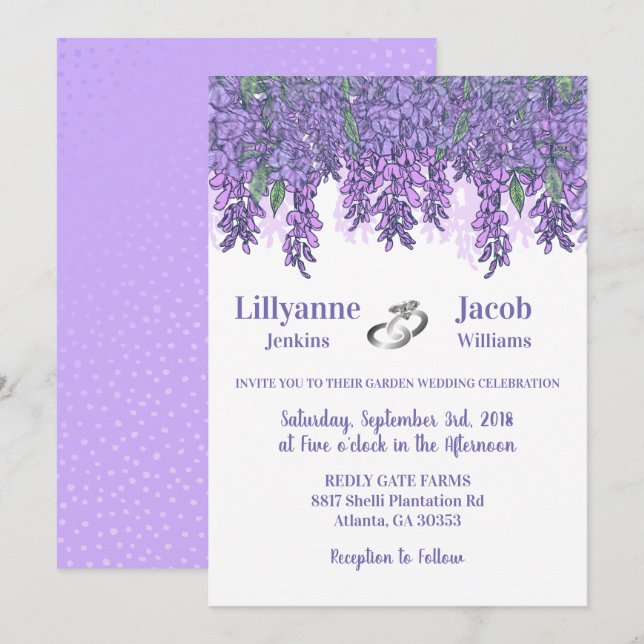Enchanting Wisteria Garden Wedding Invitation (Front/Back)