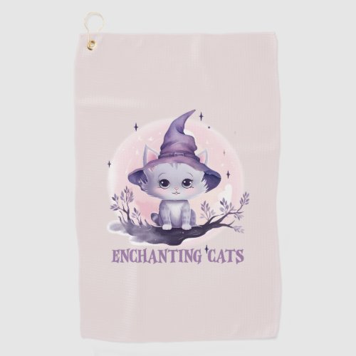 Enchanting Witch Cat Golf Towel