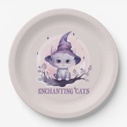 Enchanting Witch Cat Paper Plates