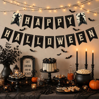 Enchanting Witch Happy Halloween Bunting Flags