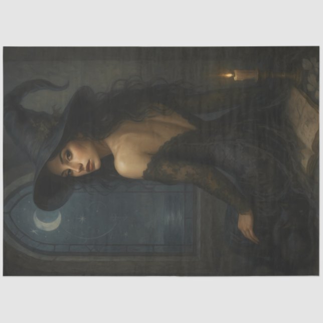 Enchanting Witch Moonlight Gothic Decoupage Paper (Front)