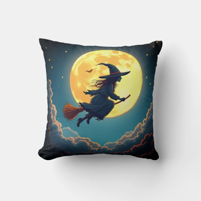Enchanting Witch’s Night Throw Pillow (Front)
