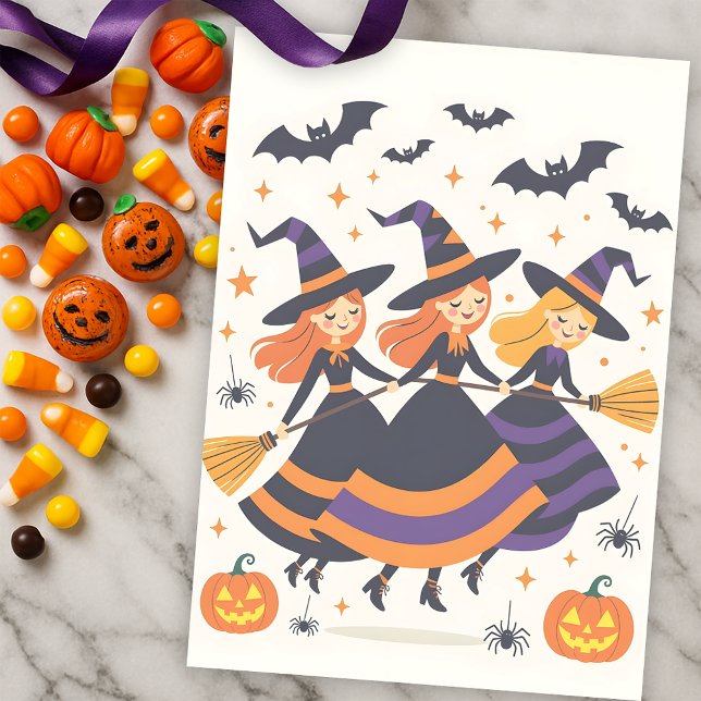Enchanting Witches Flying Halloween Party Gift Tissue Paper (Creator Uploaded)
