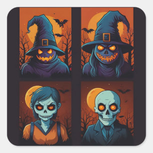 Enchanting Witches of All Hallows' Eve Square Sticker