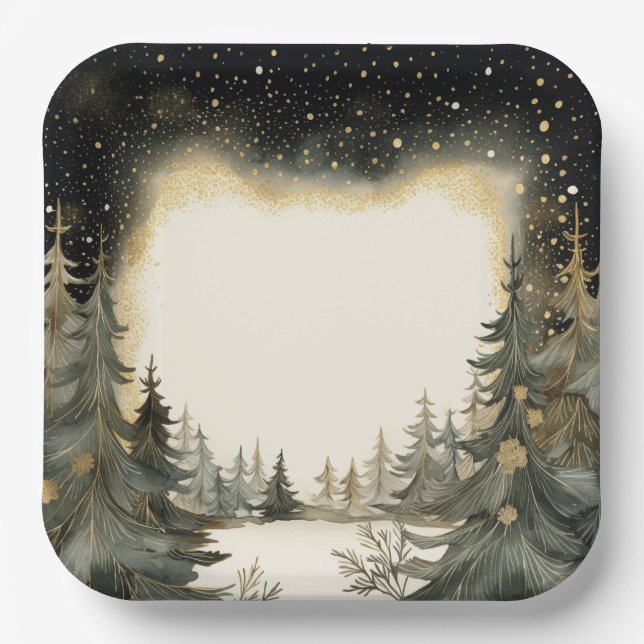 Enchanting Woodland Christmas Paper Plates (Front)
