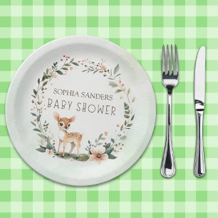 Enchanting Woodland Deer Baby Shower Paper Plates